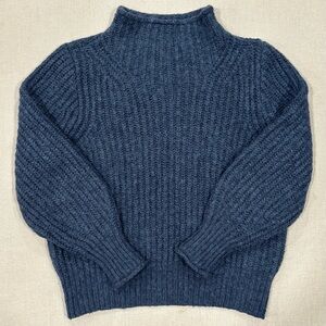 Madewell Loretta Mock Neck Sweater Women's Small Navy Blue Wool Blend